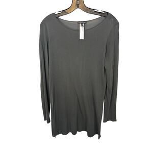 Eileen Fisher The System Gray Long Tunic Top Tencel Semi Sheer Slits XS Lagen